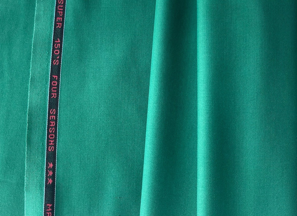 Glorious Juniper Green Selvedged 150s Wool Suiting  (Made in Italy)