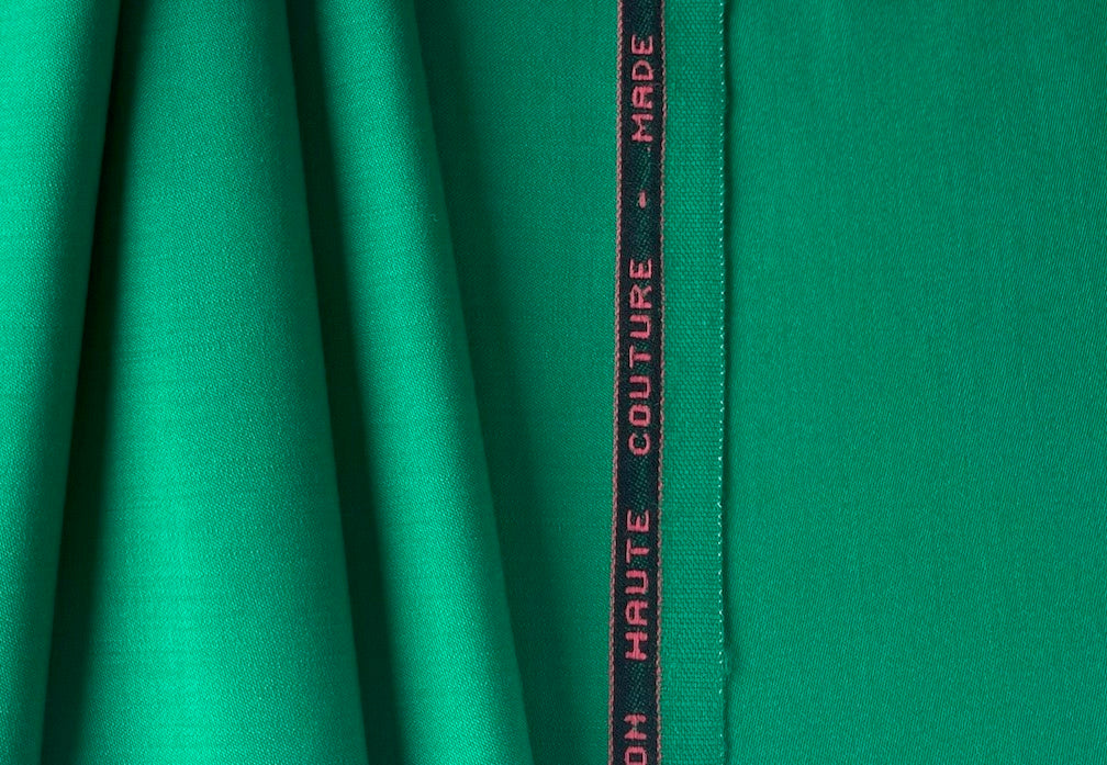 wool fabric, Brilliant Emerald Green Stretch Wool Twill (Made in Italy) –  Britex Fabrics