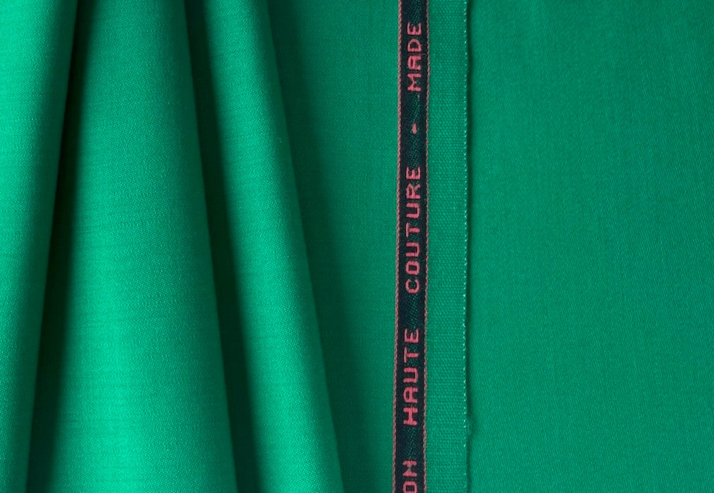 Brilliant Emerald Green Stretch Wool Twill (Made in Italy)
