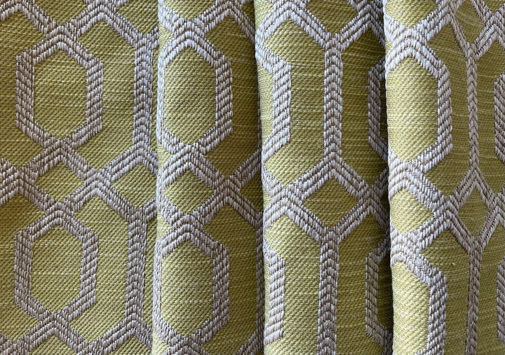 Pear & Natural Interlocking Geometric Linen Blend (Made in Turkey)