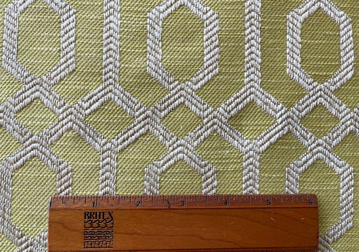 Pear & Natural Interlocking Geometric Linen Blend (Made in Turkey)