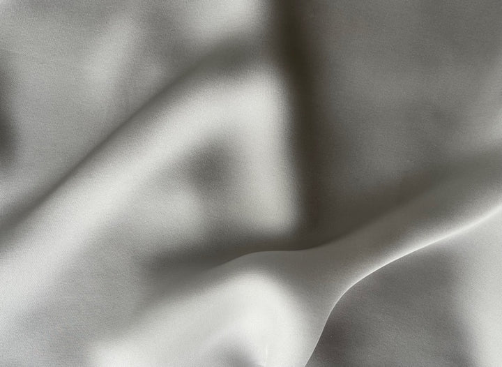 Lighter-Weight Cool Fog Grey Silk Crepe Charmeuse (Made in Italy)