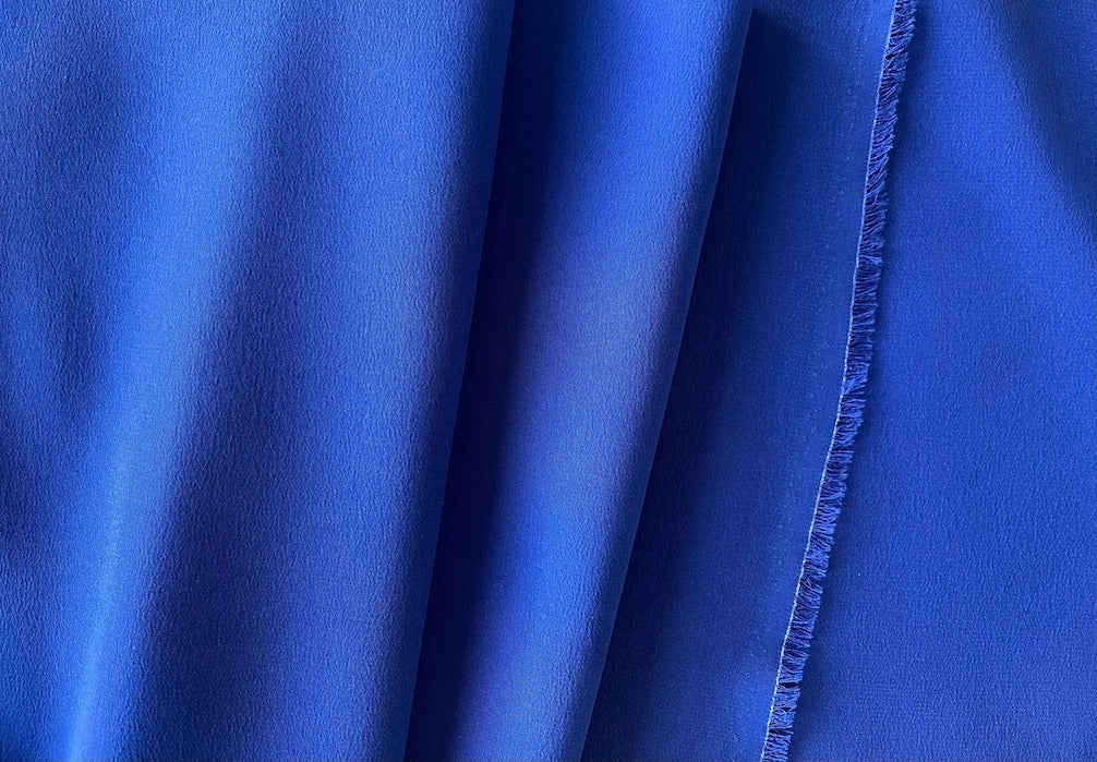 Sapphire Blue Silk Crepe de Chine (Made in Italy)