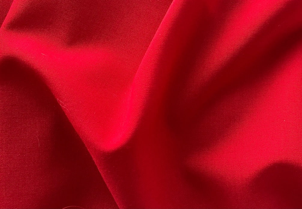 Bright Holiday Red Wool & Polyester Blend Gaberdine