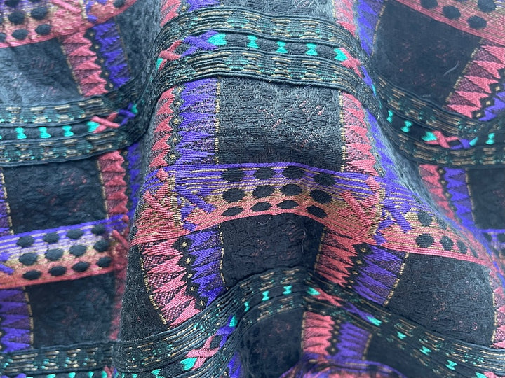 Heavy-Weight Geometric Sunset Silk Blend Brocade Jacquard (Made in Italy)