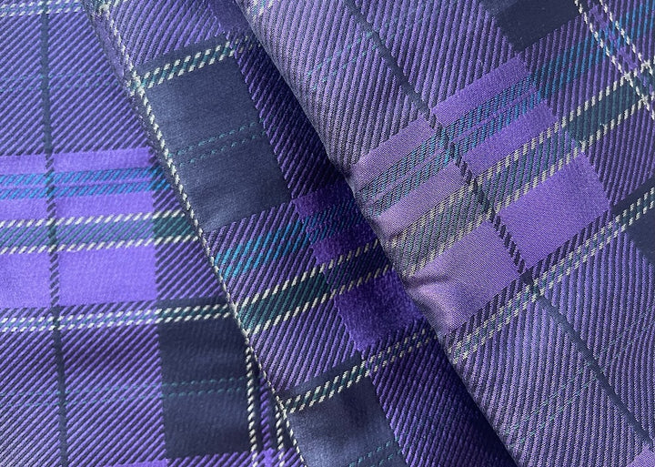 Mid-Weight Moderne Amethyst Plaid Silk Blend Brocade Jacquard (Made in Italy)