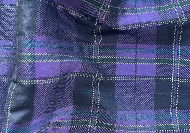 Mid-Weight Moderne Amethyst Plaid Silk Blend Brocade Jacquard (Made in Italy)
