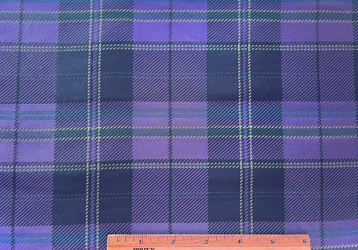 Mid-Weight Moderne Amethyst Plaid Silk Blend Brocade Jacquard (Made in Italy)