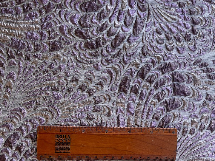 Metallic Lilac Faerie Feathered Swirl Polyester Blend Brocade (Made in Italy)