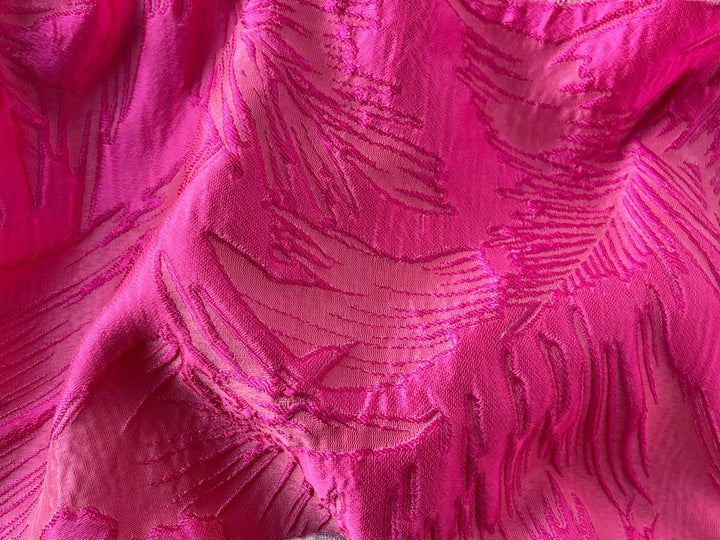 Hot Pink Fireworks Jacquard Polyester Blend Brocade (Made in Italy)