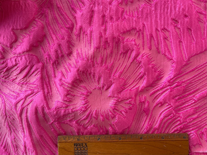 Hot Pink Fireworks Jacquard Polyester Blend Brocade (Made in Italy)