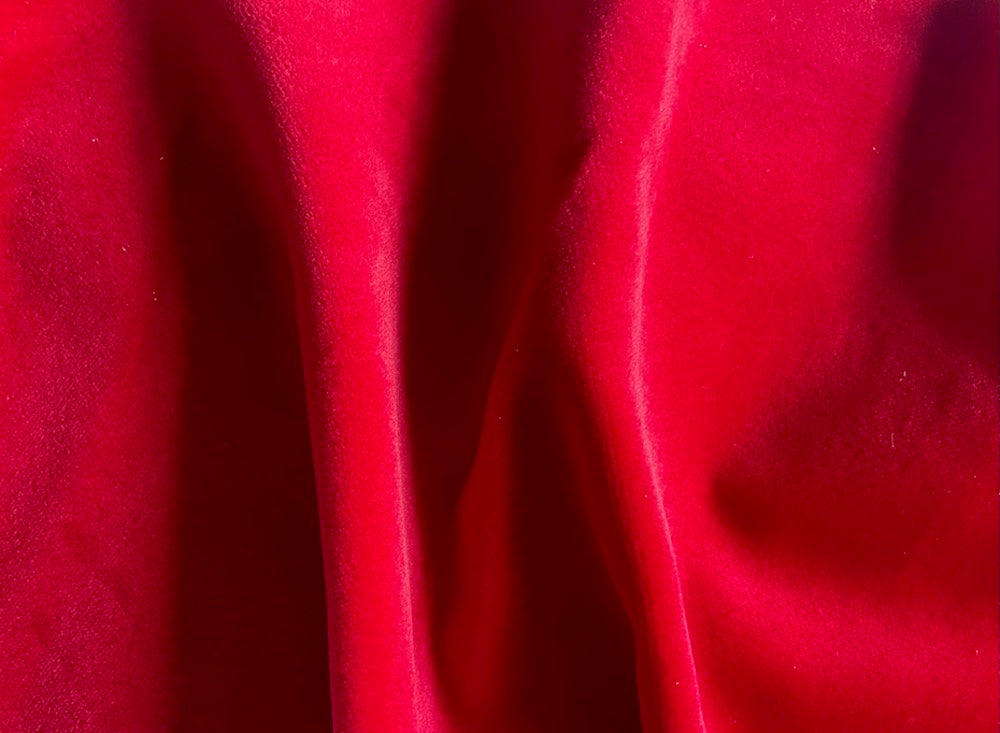 Richly Subtle Ruby Red Cotton Velvet (Made in Italy)