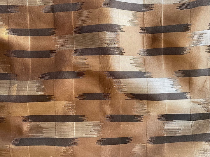 Gleaming Ikat Bronze, Soft Black, Almond & French Beige Silk Brocade (Made in USA)