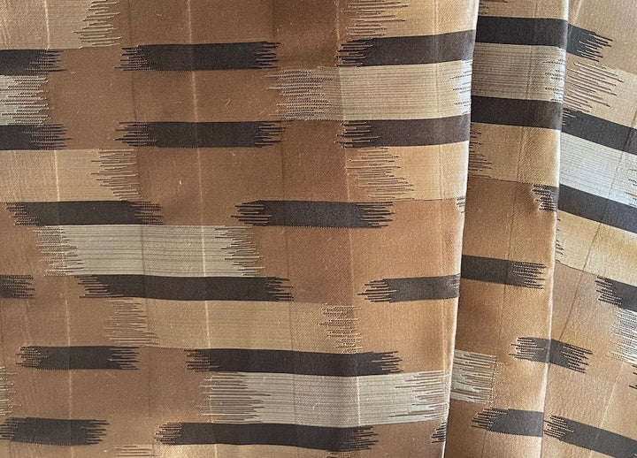 Gleaming Ikat Bronze, Soft Black, Almond & French Beige Silk Brocade (Made in USA)