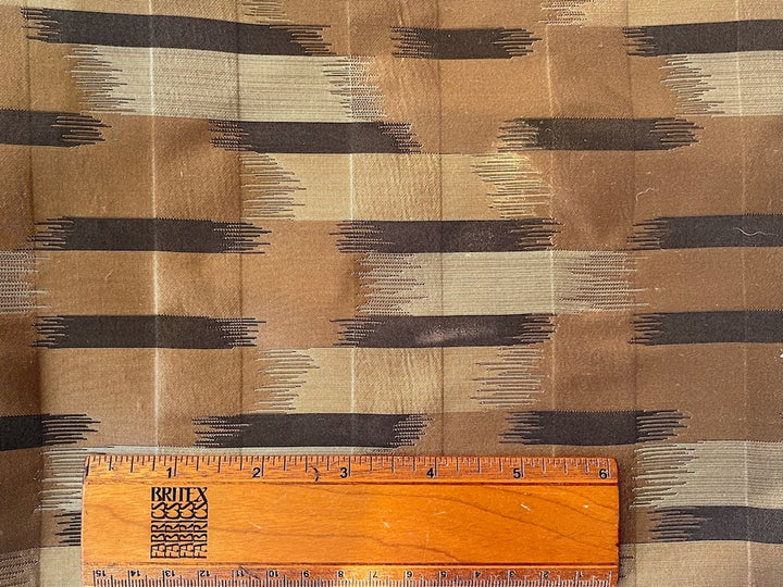 Gleaming Ikat Bronze, Soft Black, Almond & French Beige Silk Brocade (Made in USA)