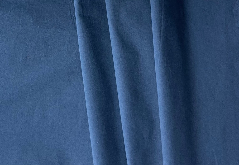 Steel Denim Blue Stretch Cotton Poplin Shirting (Made in Italy)