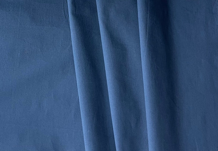 Steel Denim Blue Stretch Cotton Poplin Shirting (Made in Italy)