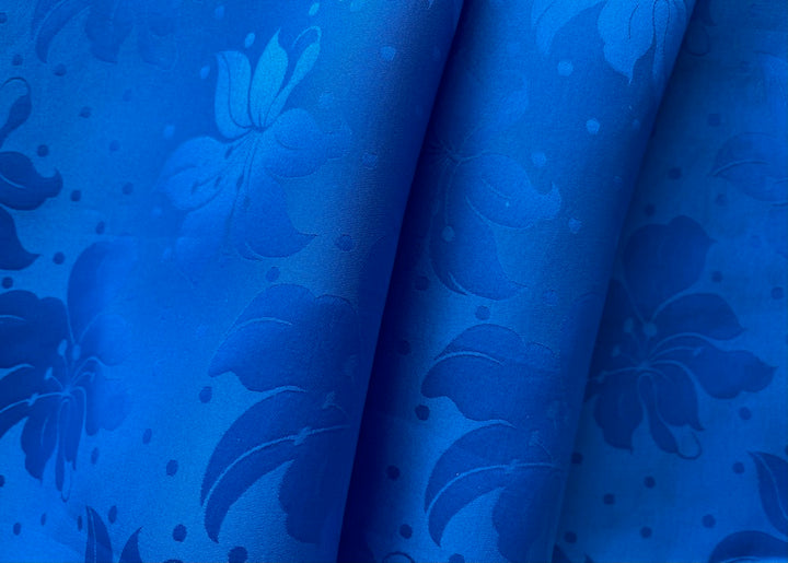 Intense Royal Blue Day Lilies & Dots Silk Organza Jacquard (Made in Italy)