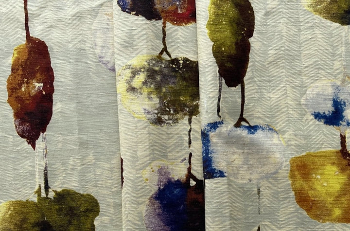 Striking Mottled Organic Melting Oblongs on Tea Green Textured Cotton (Made in England)