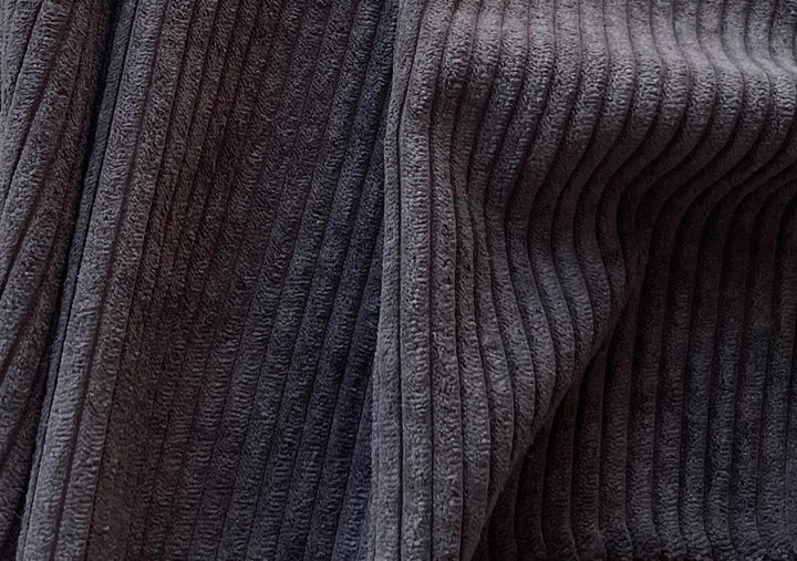 Mid-Weight Storm Cloud Black Wide-Wale Polyester Corduroy (Made in Italy)