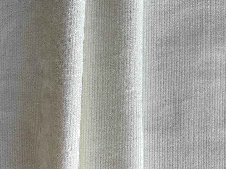 Fine Mid-Weight Fresh Snowdrift White Narrow Wale Cotton Corduroy (Made in Italy)