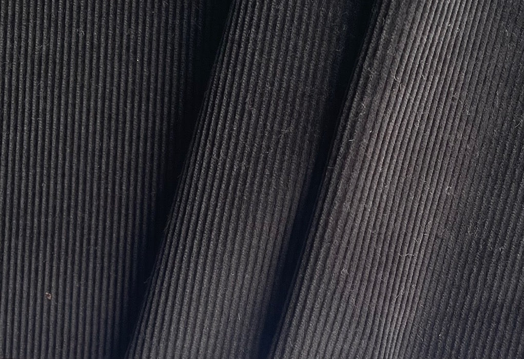 Mid-Weight Black Lava Wide Wale Cotton Corduroy (Made in Italy)