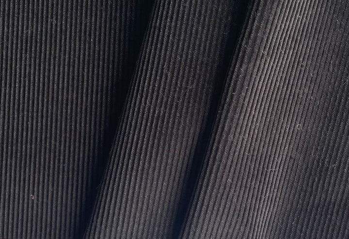 Mid-Weight Black Lava Wide Wale Cotton Corduroy (Made in Italy)