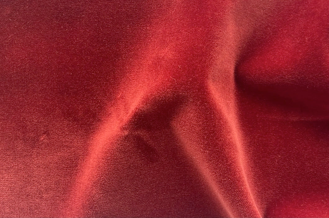 Plush Autumnal Crimson Clay Cotten Velvet (Made in Italy)