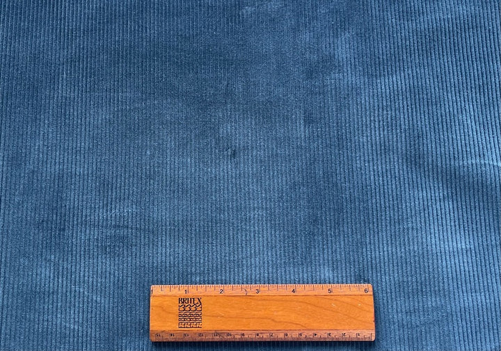 French Denim Blue Stretch Mid-Wale Cotton Corduroy (Made in Italy)