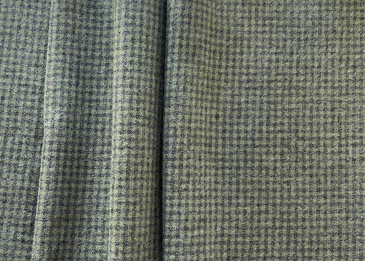 Brushed Heathered Sage Glade Green & Rhino Grey Checked Cotton Shirting (Made in Italy)