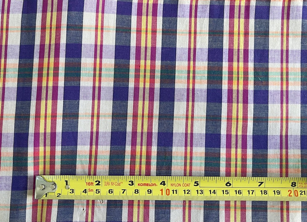 Light-Weight Soft 'n Handsome Mock Madras Plaid Cotton Shirting (Made in Italy)