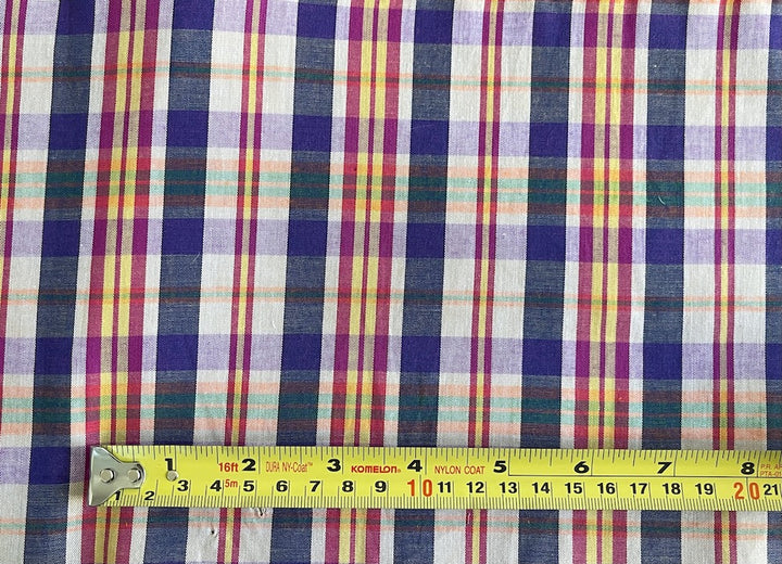 Light-Weight Soft 'n Handsome Mock Madras Plaid Cotton Shirting (Made in Italy)