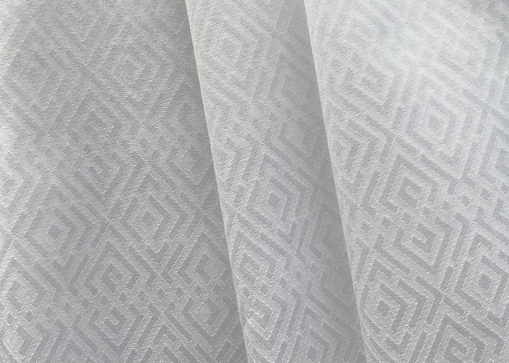 Icicle White Celtic Maze Cotton Jacquard Shirting (Made in Italy)