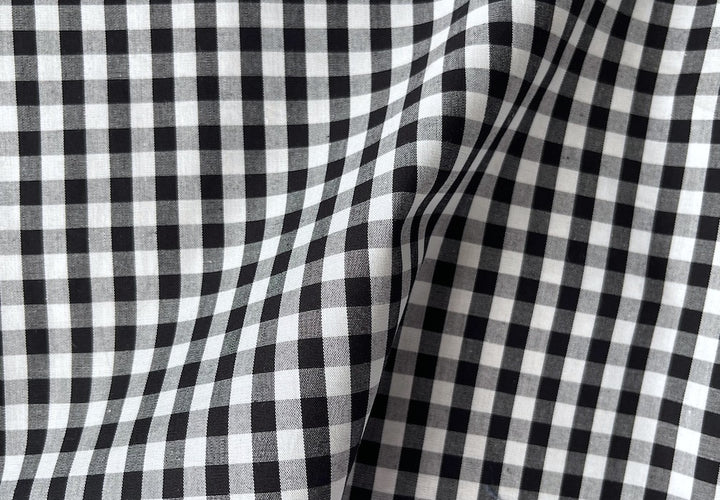 Classic Black & White 1-4" Gingham Checks Pima Cotton (Made in Italy)