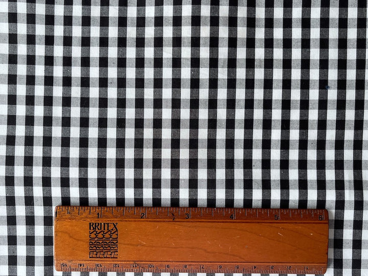 Classic Black & White 1-4" Gingham Checks Pima Cotton (Made in Italy)