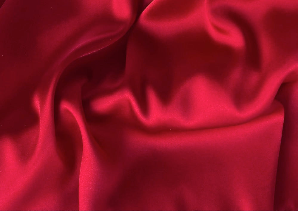 Fiery Jeweled Ruby Stretch Silk Satin Charmeuse (Made in Italy)