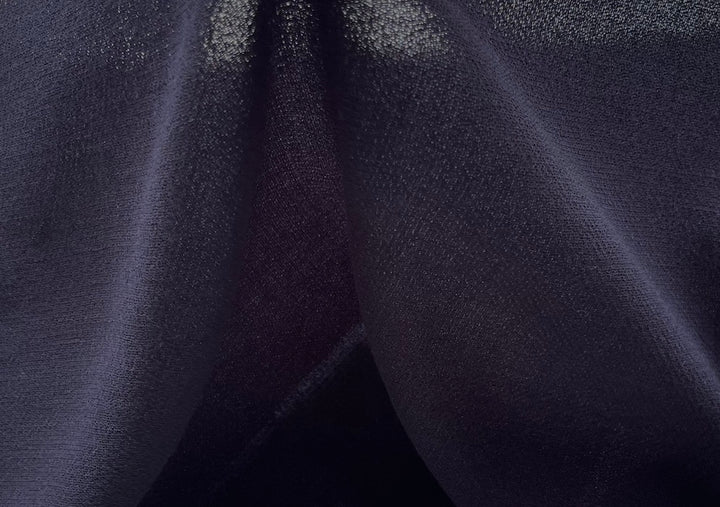 Designer Semi-Sheer Navy Ink Blue Wool Crepe (Made in Italy)