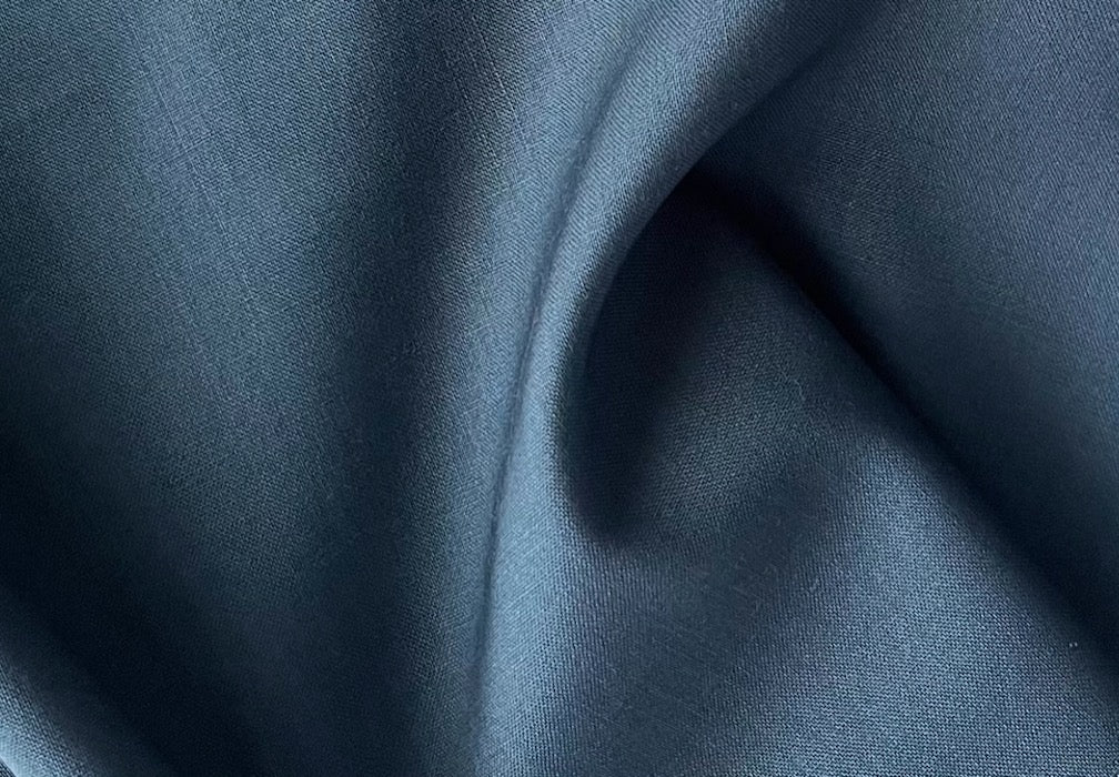 Deep Steel Teal Blue Wool Suiting (Made in Italy)