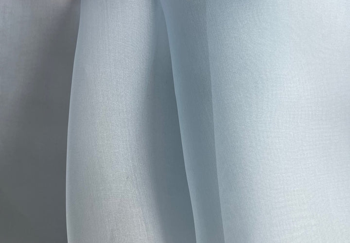 Crisp Subtle Breeze Blue Silk Organza (Made in Italy)