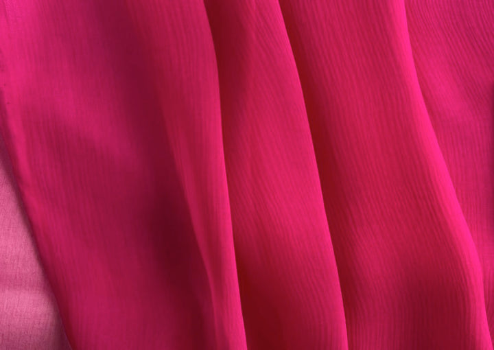 Sheer Glorious Fuchsia Passion Crinkled Silk Chiffon (Made in Italy)