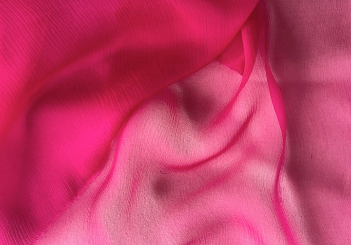 Sheer Glorious Fuchsia Passion Crinkled Silk Chiffon (Made in Italy)