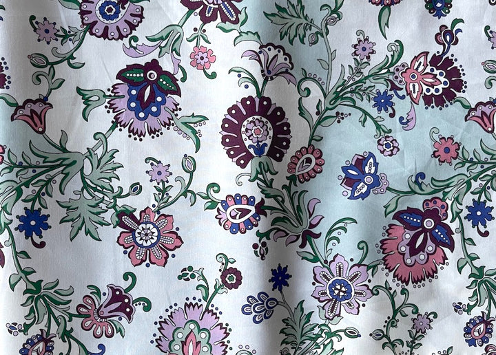 Plum Crewel-Influanced Liberty of London Cotton Poplin (Made in Italy)