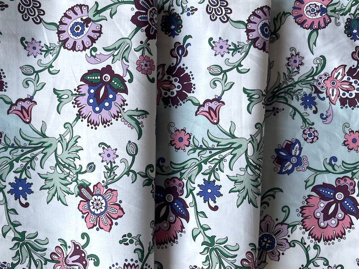 Plum Crewel-Influanced Liberty of London Cotton Poplin (Made in Italy)