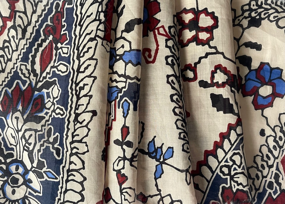 Semi-Sheer Indian-Influenced Paisley on Chanterelle Beige Cotton Voile (Made in Italy)