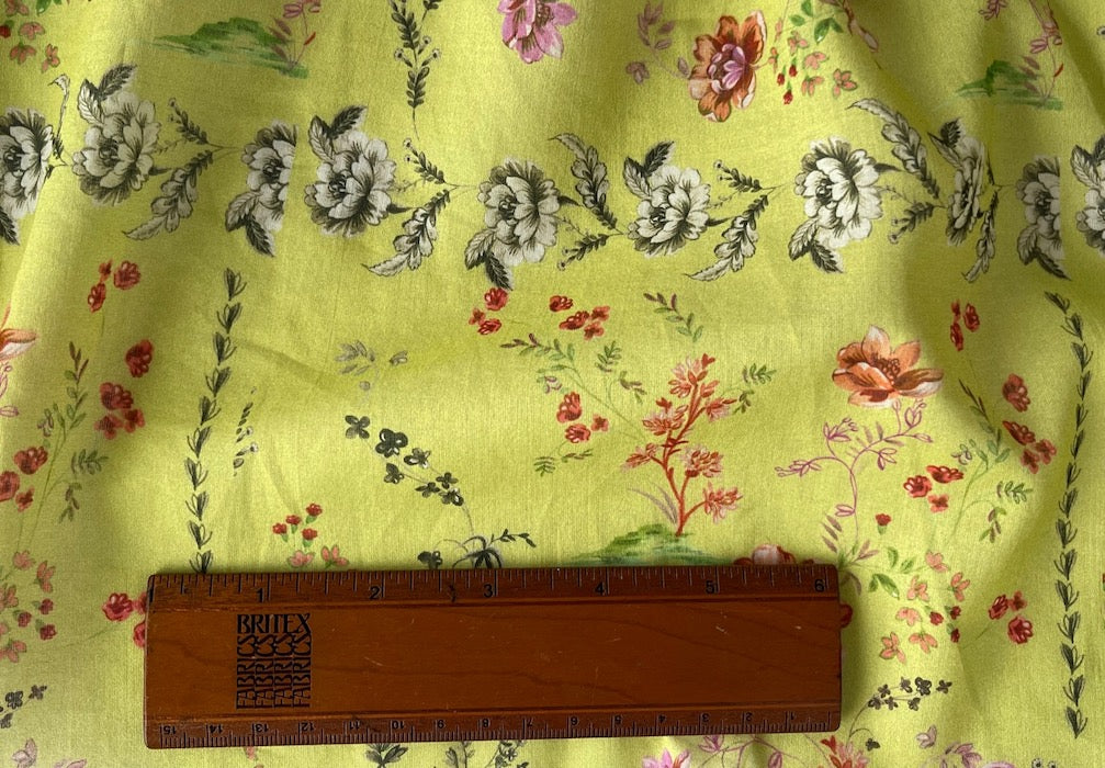 Sweet August Meadow Flowers on Jonquil Cotton Voile (Made in Italy)