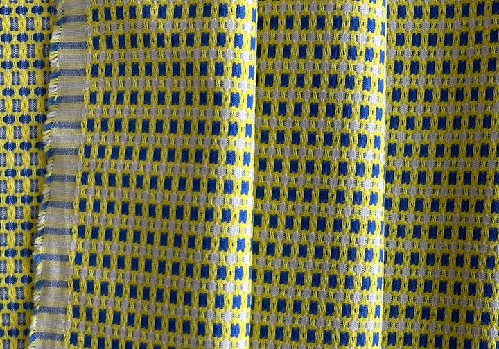 Bonotto Juicy Lemon Geometric Grid Stretch Cotton (Made in Italy)