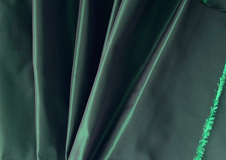Scrumptious Iridescent Bottle Green Polyester Taffeta (Made in Italy)