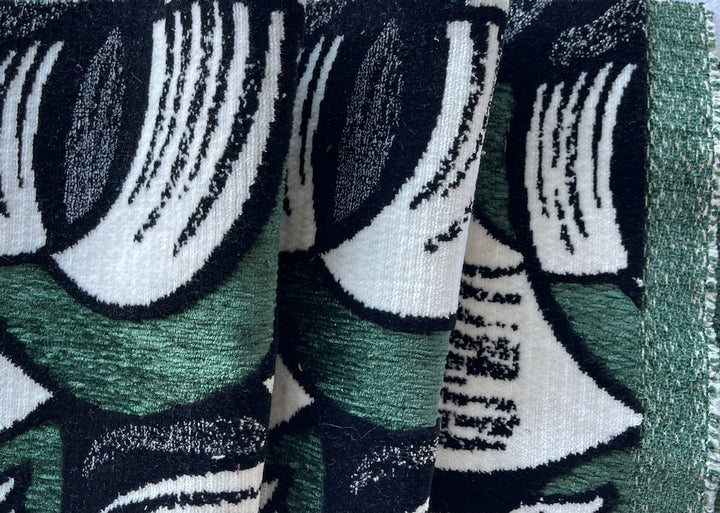 Heavy-Weight Dramatic Bauhaus-Inspired Geometric Rayon Blend Chenille (Made in Italy)