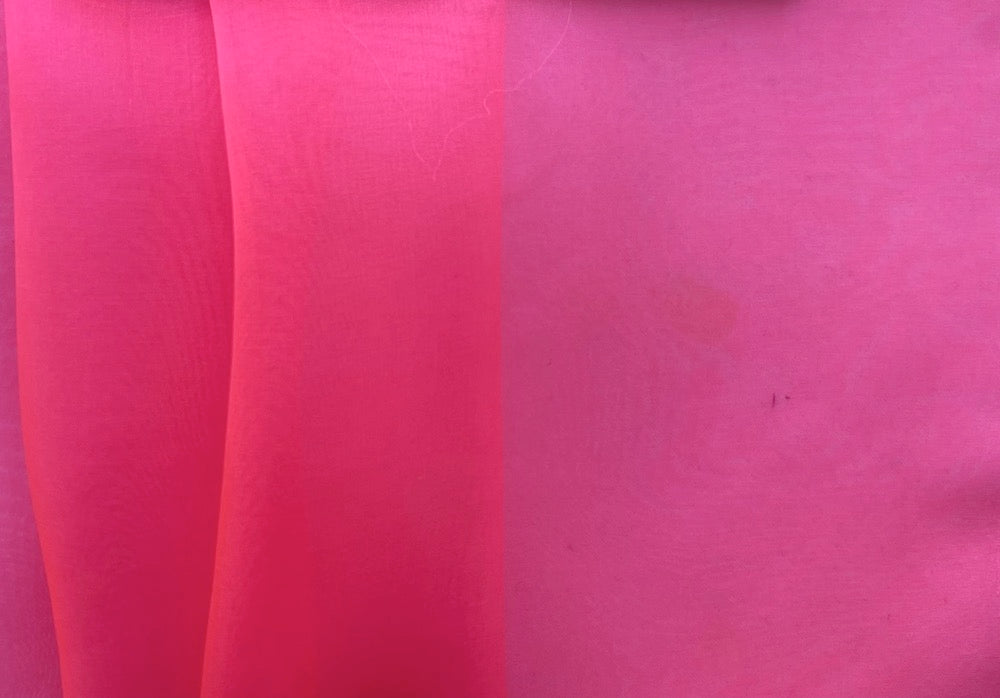 Sheer Fluorescent Razzmatazz Pink Crisp Silk Organza (Made in Italy)