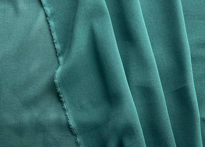 Semi-Sheer Cool Forest Glade Green Silk Georgette (Made in Italy)